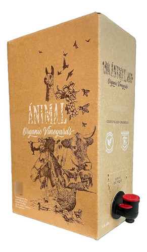 Vino Animal Bag In Box 3lts Malbec Organico X4