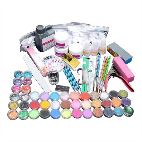 Kit De Decoração De Unhas Em Pó Acrílico, Pincel, Cutícula,