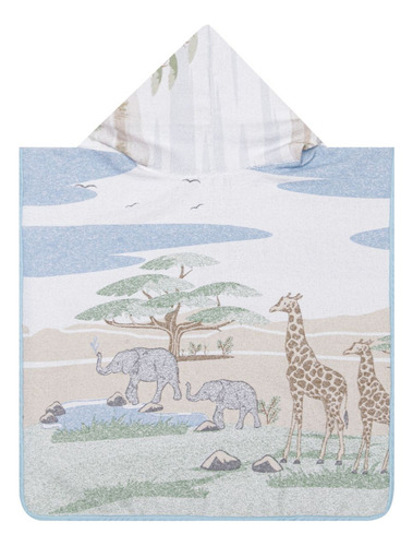 Toalha Poncho Infantil Felpuda Com Capuz Algodão 58x58 Macia Cor Azul