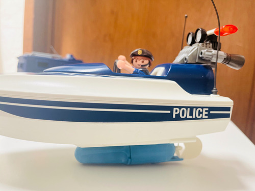 Playmobil Camioneta Policía Y Bote Con Motor 5187 Azul (Usado)