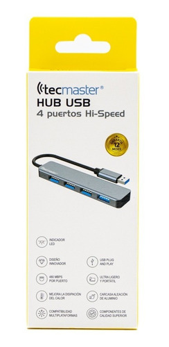 Hub Tipo C + 4 Puertos Usb Hi - Speed Tecmaster