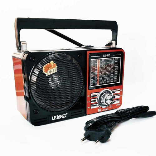 Rádio Portátil Retro Am/fm/sd/mp3/sw Lelong Le-610 Bivolt
