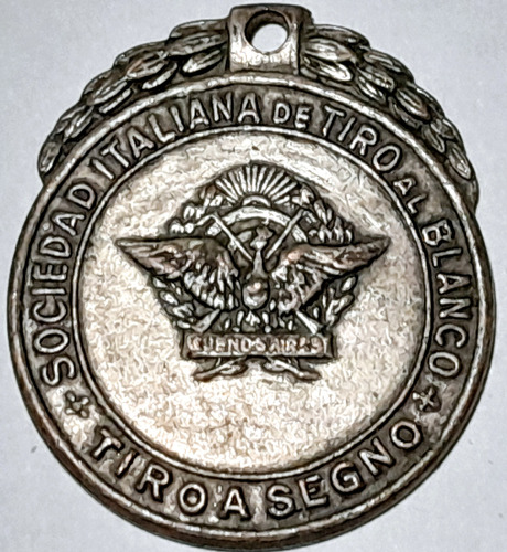Medalla Sociedad Italiana De Tiro Al Blanco 1895 1955 Segno