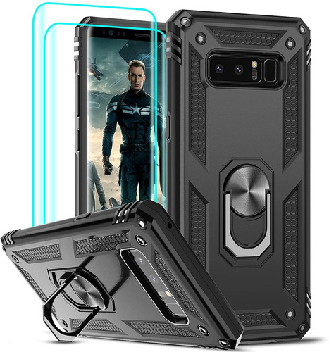 Funda Negra Para Galaxy Note 8 Con 2 Protectores De Panta...