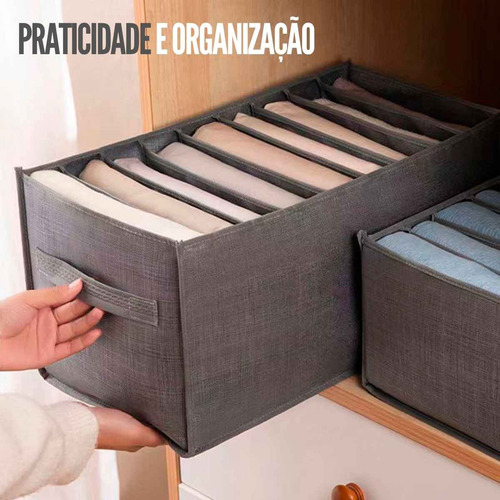 Kit 10 Caixa Organizadora De Roupa Grande Com 7 Divisoria
