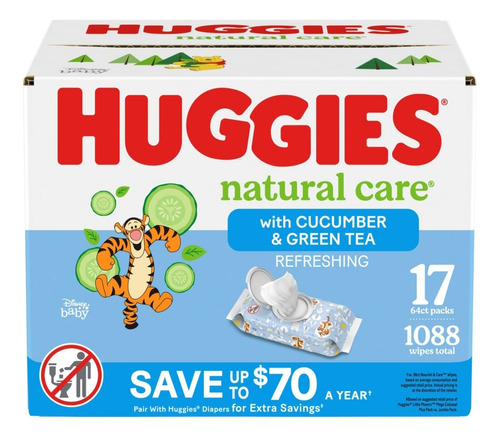 Huggies Natural Care 1088 Wipes Toallitas Húmedas Refrescant