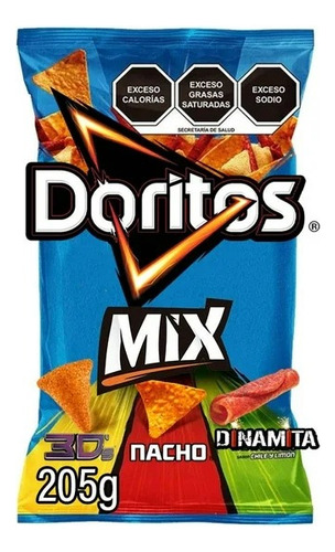 3 Pza Botana Sabritas Doritos Mix Queso, Chile Y Limón 205 G