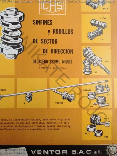 Antiguo Catálogo Sinfines Rodillos Dirección Chs Auto - 1968