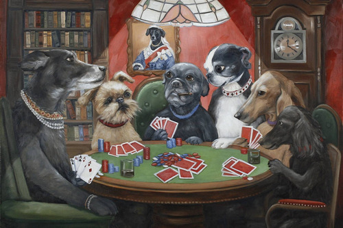 Cuadro 40x60cm Perros Jugando Cartas Poker Playing Games M5