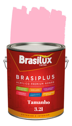 Tinta De Parede Rosa Bebê 3,2l Brasiplus Acrílica Fosca