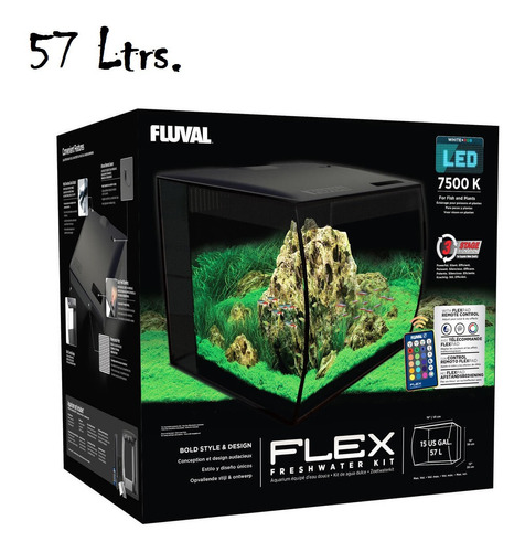 Kit Acuario Fluval Flex Led Concavo De 57  Ltrs.