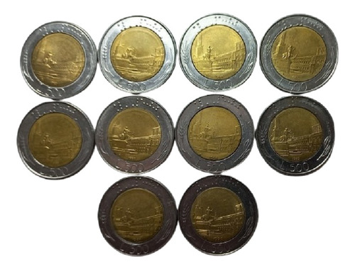 Italia - Lote X 10 Distintas 500 Liras 1982-91 (lot12)