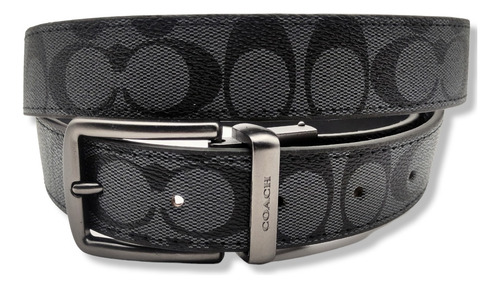 Cinturon Coach Doble Vista Reversible Hombre Mujer Unisex Color Negro Diseño De La Tela Hebilla Clasica Talla M (115cm)