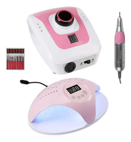 Set Manicura Profesional Torno + Lámpara Uv Led Secado Uñas