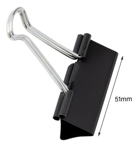 Prendedor De Papel Binder Clip 51mm Caixa Com 12 Unidades