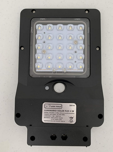 Lampara De Pared Exterior Led Solar Luminario 400 Lumenes Incluye Soporte Y Tornillería Panel 2.3 Wp Silicona Policristalina Ip65 Sensor De Movimiento 35000 Horas