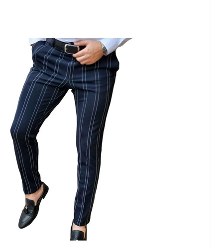Pantalones Pitillo Para Hombres Con Rayas De Linea Vertical
