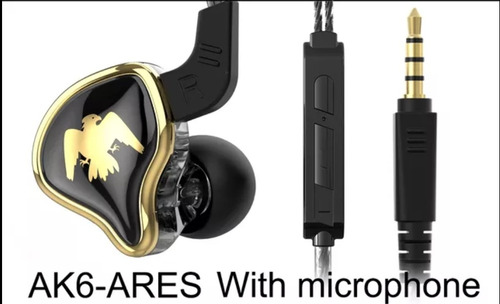 Audífonos Monitores Qkz Ak6 Ares Black Con Micrófono+estuche