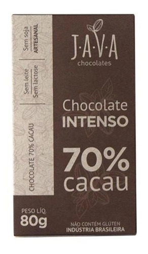 Chocolate Vegano 70% Intenso Java 80g Caixa Com 6