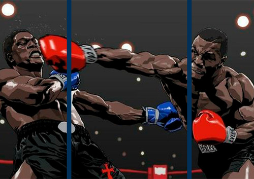 Cuadro Decorativo Box Mike Tyson Deporte En 3 Piezas Textura