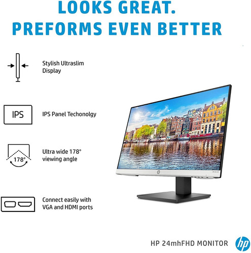 Imagen 2 de 5 de Hp 24mh 1d0j9aa Monitor Pc Fhd Led Ips 75hz 1080p 23.8 In