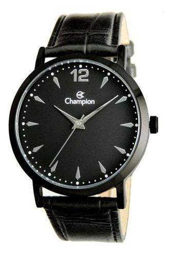 Relógio Champion Masculino Preto De Couro - Ch22715n