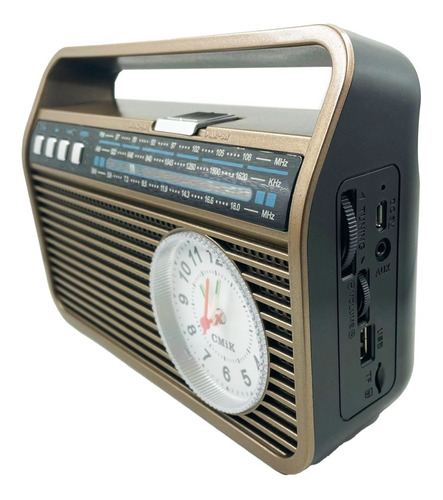 Radio Portátil Reloj Vintage Retro Analógica Recargable Amfm