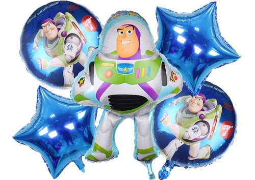 Pack 5 Globos Metalizados Buzz Ligthyear Toy Story