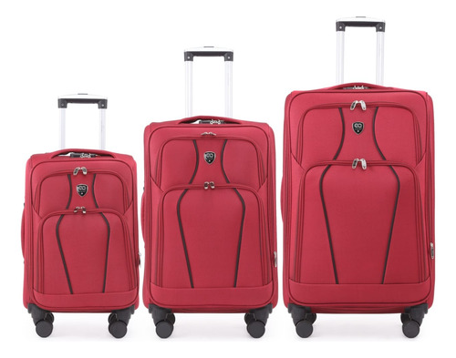 Set De 3 Maletas Ocsport, Semirigida De Tela Resistente Rojo Set De 3 Maletas Marca Ocsport Semi Rigidas De Tela Resistente Oct24006