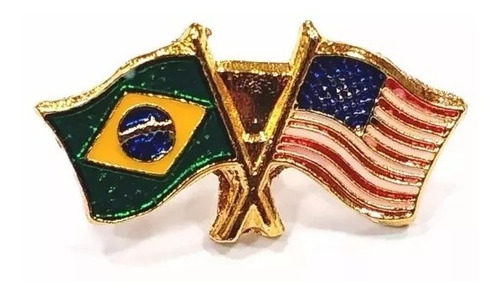 Kit 10 Bótom Pim Broche Bandeira Brasil X Estados Unidos Eua