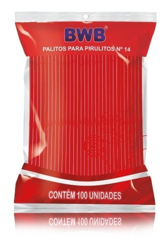 1500 Palito De Pirulito Vermelho Sólido  Bwb 14 Cm Médio