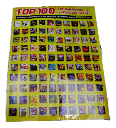 Pôster Top 100 Melhores Jogos Ps1 41x55cm Play 1 Com Durex (Usado)