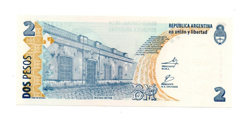 Argentina Billete 2 Pesos Con Error Impresion Corrida Doble