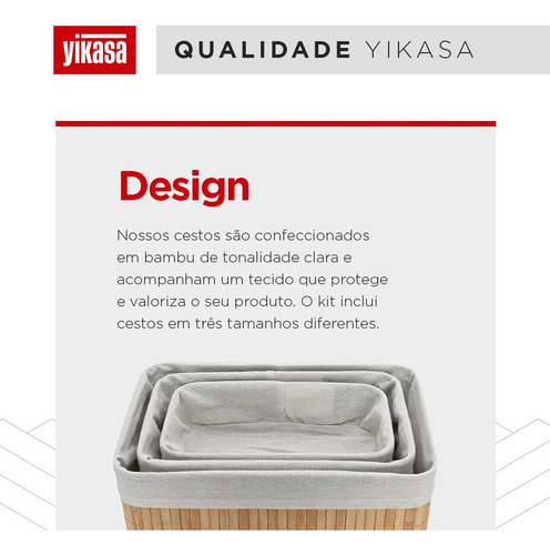 Kit Com 3 Organizadores De Bambu Yikasa