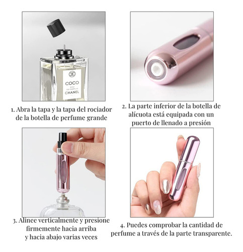 Mini Atomizador Perfume Recargable Kopira,dispensador De Perfume Viaje De 5 Ml,fácil De Llenar,5pcs Botella Atomizador De Spray Perfume Portatil,unisex Para Mujer Y Hombre,para Viajar Y Salir,negro