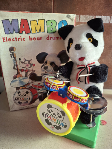 Juguete Antiguo Figura Oso Panda Baterista Autómata Pilas