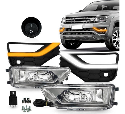 Kit Farol Milha Moldura Drl Amarok 2017 2018 19 A 2022 2023