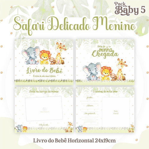 Livro Do Bebê Personalizado - Safari Menino (24x19cm)