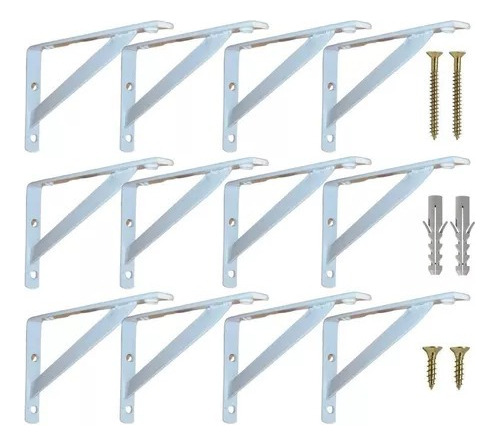 Mão Francesa Kit 12 Branca 30cm + Kit Fixação Envio Imediato