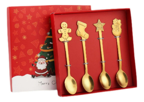 New. Set De 4 Cucharas Festivas, Juego De Cubiertos
