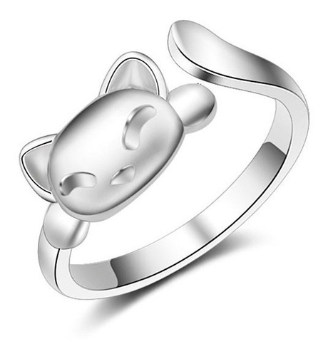 Anillo De Gato Ajustable Plata 925, Zircones Austriacos Lb