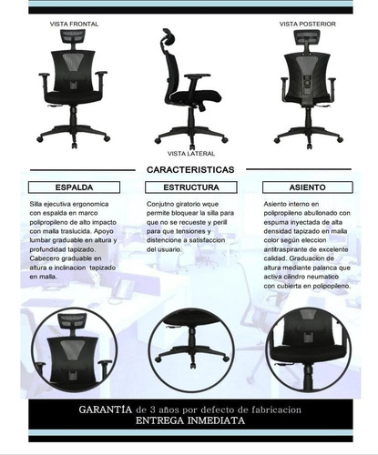 Imagen 8 de 8 de Silla De Oficina El Paujil Base Nylon