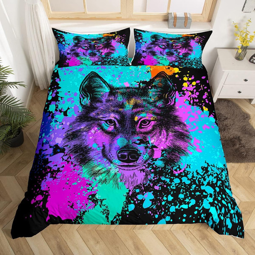 Erosebridal Wolf Juego De Ropa De Cama Tamaño Completo Tie D