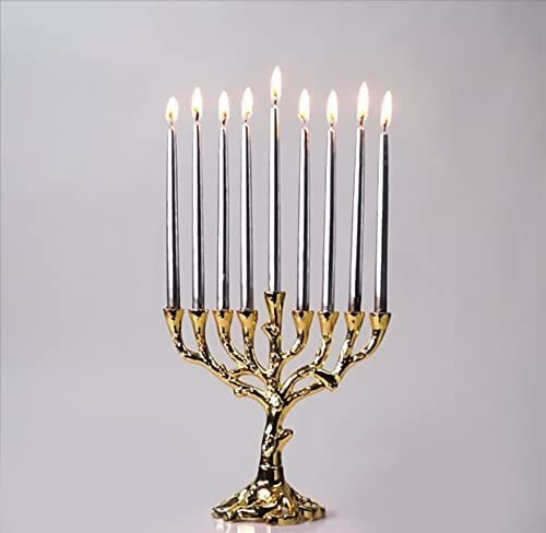 Imagen 3 de 3 de Hanukkah Menorah Tree Of Life, Gold Finish For Chanukah, Fit