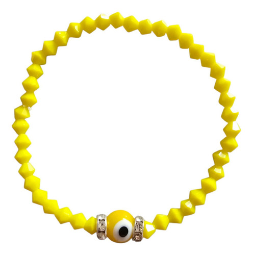 Pulsera Ojo Turco Nazar Envidia Amuleto Charm Cristal Negro Amarillo 8.5 Cm 17 Cm