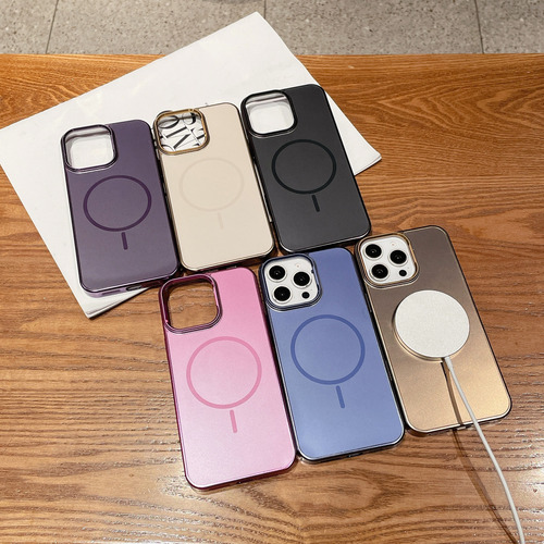 Funda Para Iphone Compatible Con Magsafe Colores Metálicos Azul Iphone 16 Pro Max