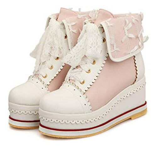 Hilib Cute Lolita Boots Cosplay Botas De Cuña Brogue Para Mu