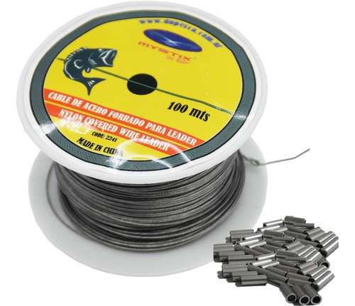 Cable De Acero Para Pesca Mystix 100lbs-100mts + Canuto 3