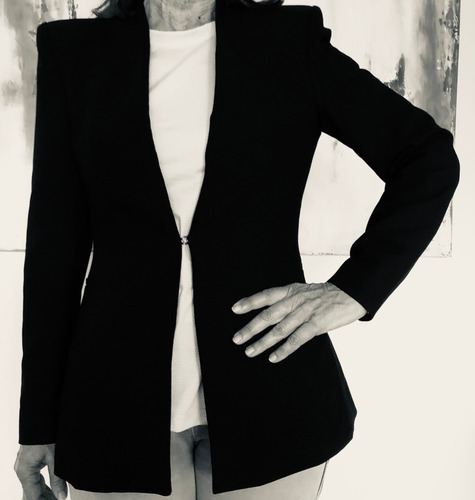 Blazer Saco Campera Nueva Hombreras Largo Negro Zara Slim