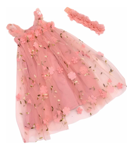 Vestido E Sapatinho Infantil Rosa Jardim Encantado 1/2 Anos